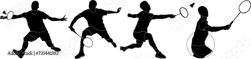 Badminton player Action Silhouette Vector Illustration