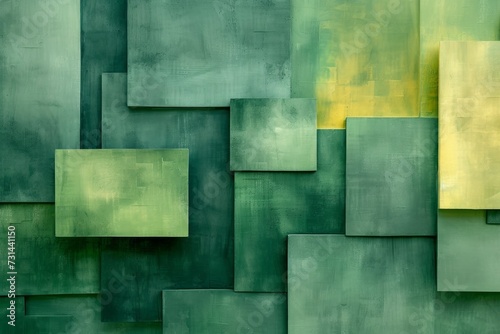 green yellow  geometric background with abstract blocks, canvas paper texture, light and shadow 