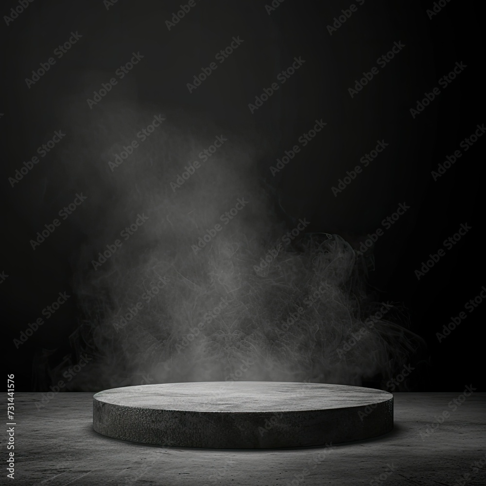 Smoke-Infused Elegance: A Gray Textured Concrete Platform Podium for Modern Living
