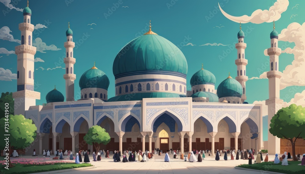 Fototapeta premium 4k ramadan background or background ramadhan. ramadan wallpaper or wallpaper ramadhan. mosque background or design mosque 