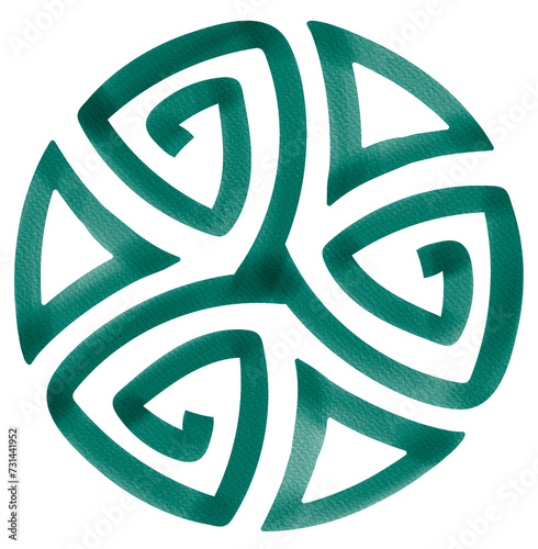 Irish Triskelion. Celtic pagan symbol by watercolor. photo