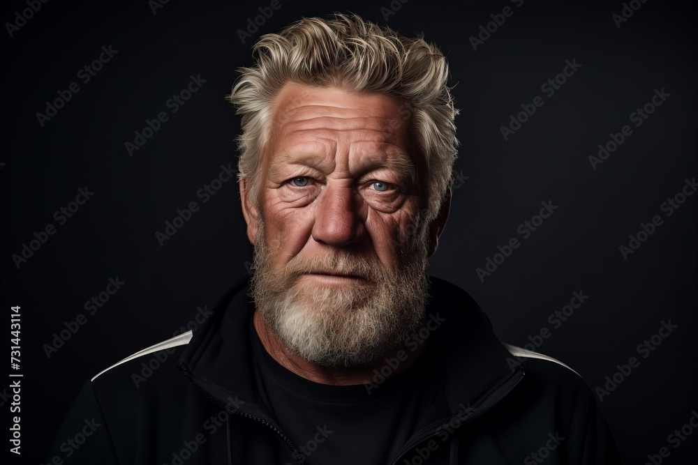 Portrait of an elderly man with a beard on a dark background. Portrait of an elderly man with a beard on a dark background.
