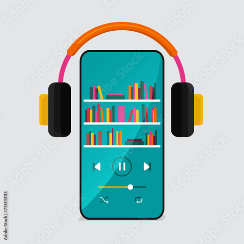 Audio book education concept ilustration . Digital books ilustration concept 