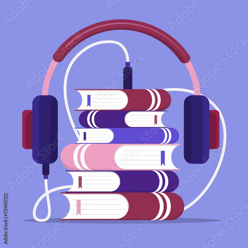 Audio book education concept ilustration . Digital books ilustration concept 