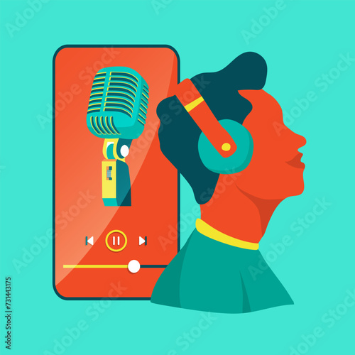 Audio book education concept ilustration . Digital books ilustration concept 