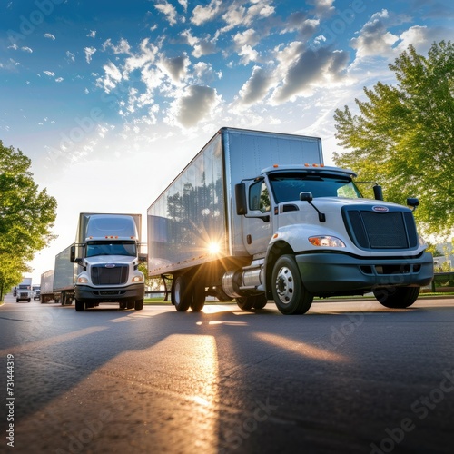 Double the Delivery: Two 28-Box Trucks Transporting Goods for Efficient Shipping © Arnolt