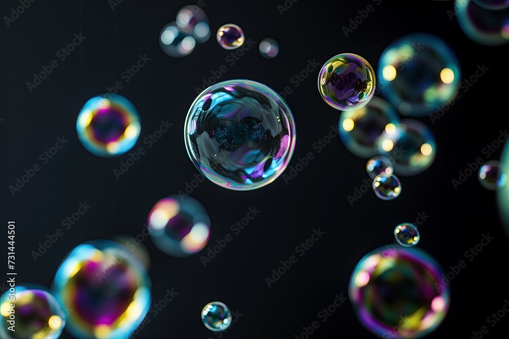 Mesmerizing Macro: Tiny Soap Bubbles on a Dark Canvas