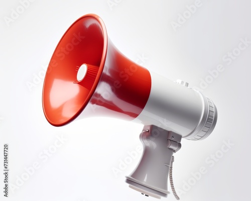 red white megaphone with white background