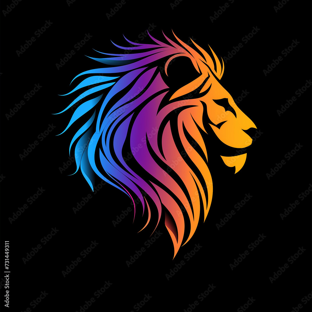 ベクターデザインのライオンのロゴ。黒の背景の動物のロゴ。アイコン。シンボル。
Vector design lion logo. Animal logo on black background. Icon. Symbol. [Generative AI]