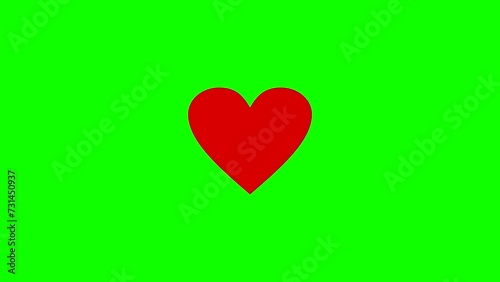 Heart beat symbol in green screen 4k. Heart symbol for valentine day. heart beat green screen using for element valentine day symbol of love
