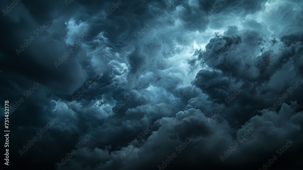 Dark sky during thunderstorm or dark clouds background