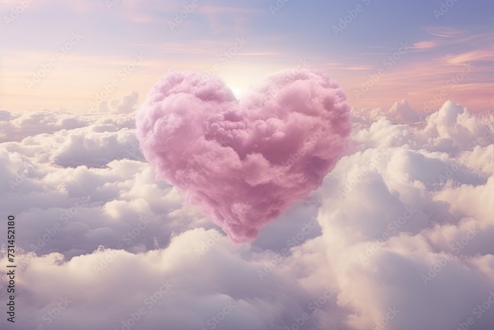 Pink heart shaped cloud in the sky background. Valentine's day-wedding. greeting card. presentation. advertisement. copy text space. Pink heart shaped cloud in the sky background. Valentine's day-wedding. greeting card. presentation. advertisement. copy text space.