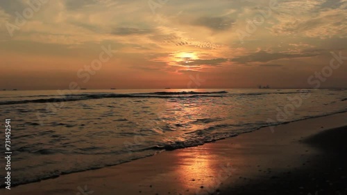 sunrise at the beach. sunrise with golden light. sunrise at summer time