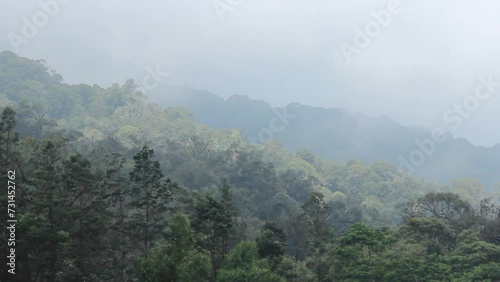 Timelapse fog in the mountains in the morning