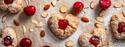 Cherry amaretto cookies Taler for Valentine's Day.