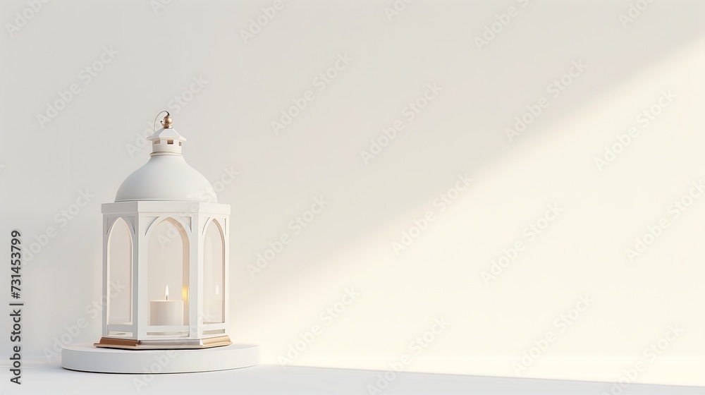 arabic lantern in white with white background. modern minimal design concept arabic lantern in white with white background. modern minimal design concept