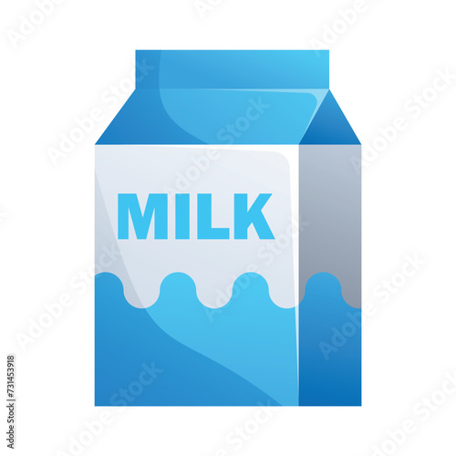 Milk icon, box milk with blue color and text isolated on a transparent background. Minimalist vector illustration.