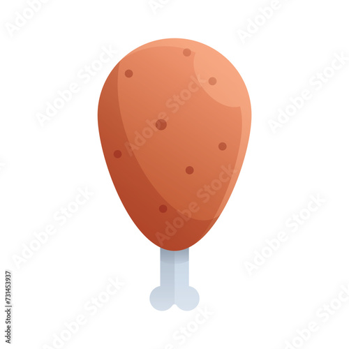 Chicken food icon, gradient colors isolated on a transparent background. Minimalist vector illustration.