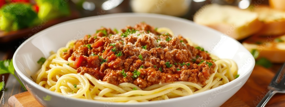 Bowl of delicious Italian spaghetti Bolognese. Bowl of delicious Italian spaghetti Bolognese.