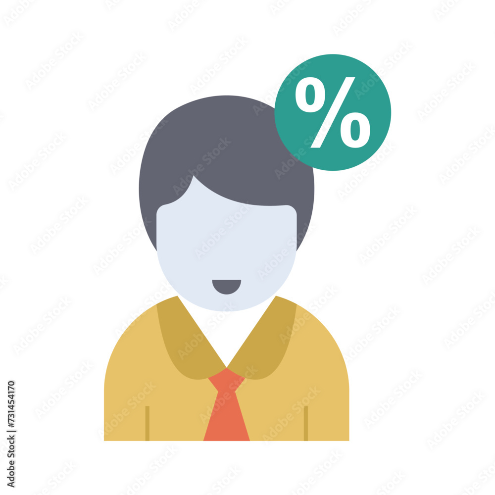Man icon , tax and investor person isolated on transparent background. Minimalist vector illustration.