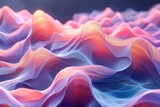 Vibrant 3D waves in pink and blue hues, depicting motion and fluidity