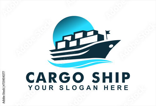  cargo ocean ship vector illustration shipping logo template