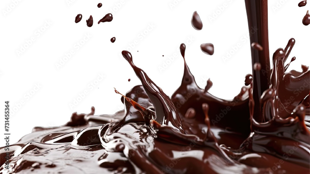Fototapeta premium Collection of PNG. Melted dark chocolate flow isolated on a transparent background.