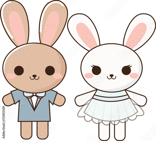 Cute Rabbit Couple in Love (ID: 731455309)