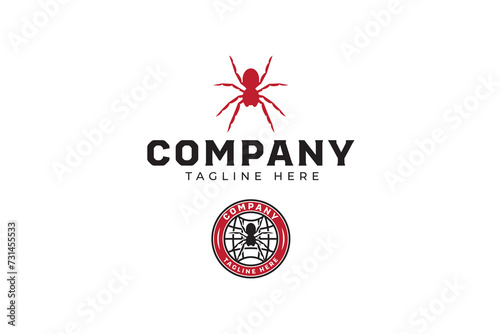 Tarantula spider with world web modern logo design set for entertainment