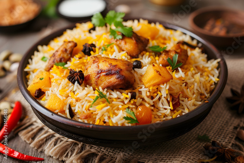 A delicious and flavorful Indian biryani dish, perfect for family gatherings and cultural celebrations.