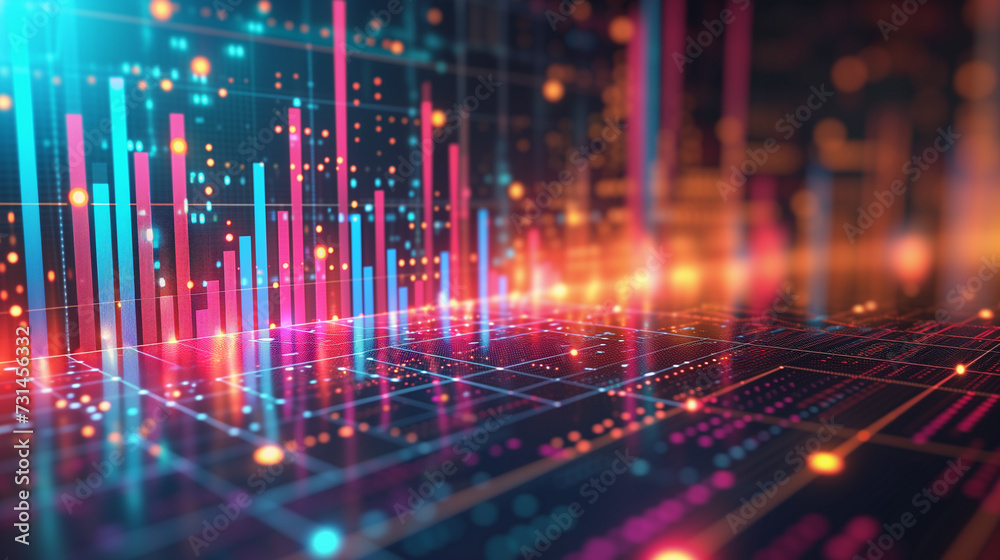 Financial Graphs and charts. Financial technology analysis digital background. 