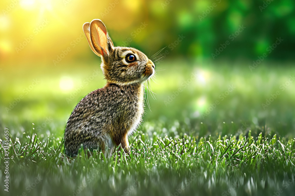 Obraz premium Cute little rabbit for Easter spring holiday, generative AI