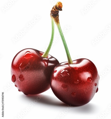 Sweet cherry berries isolated on white background
