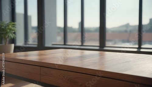 Modern office with empty desk and window