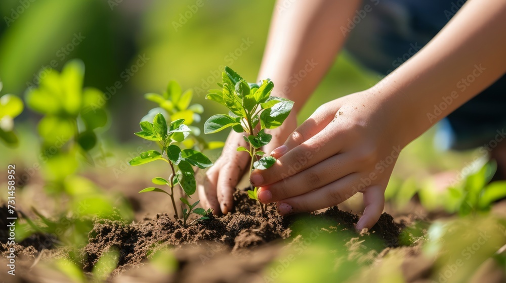 Fototapeta premium Community Initiatives: Experience the power of community led initiatives that strive to make a difference. Tree planting events are the global mission to protect our environment