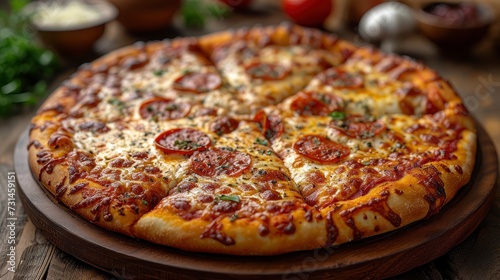 Irresistible Cheesy Pizza  Close-Up Shot