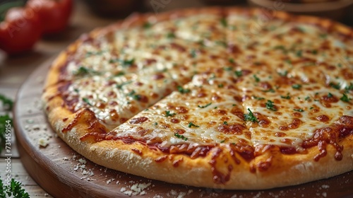 Irresistible Cheesy Pizza  Close-Up Shot