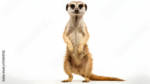 A charismatic meerkat standing tall on its hind