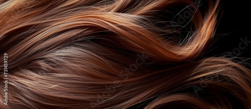 Close-up view of brown hair swirling on a black background