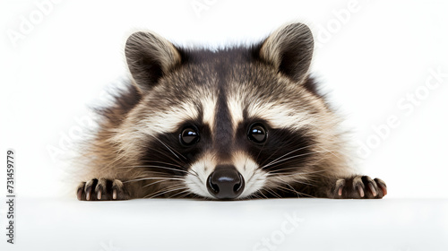 A cheeky raccoon caught in the act of mischief