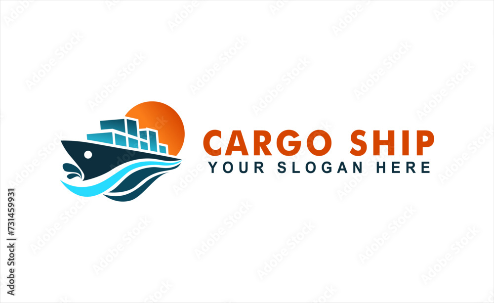  cargo ocean ship vector illustration shipping logo template