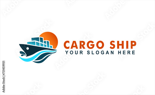  cargo ocean ship vector illustration shipping logo template