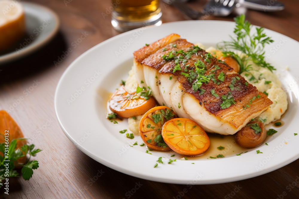 Pan roasted fish with tantalizing blend of flavors and perfectly crispy exterior Pan roasted fish with tantalizing blend of flavors and perfectly crispy exterior