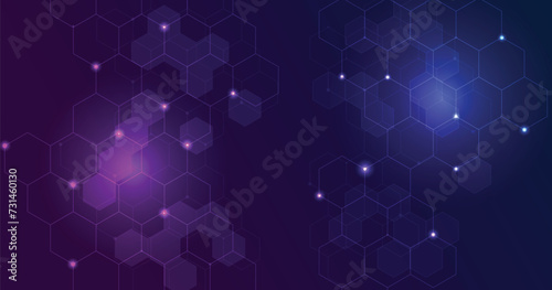 Hexagon blue-purple pattern background. Abstract gradient geometric hexagonal background.Graphic digital science concept design.