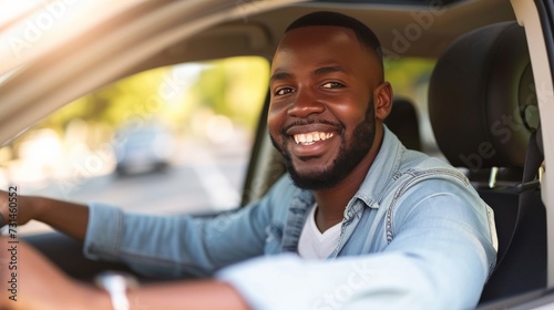 Happy young African American man driving a car © Lakkhana
