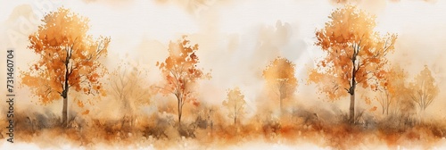 watercolor landscape with trees photo