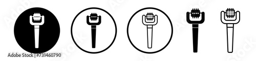 Facial Care Tool Line Icon. Skin Roller icon in black and white color. photo
