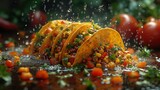 Tempting Taco Splash: Vibrant Scene of Taco Delight