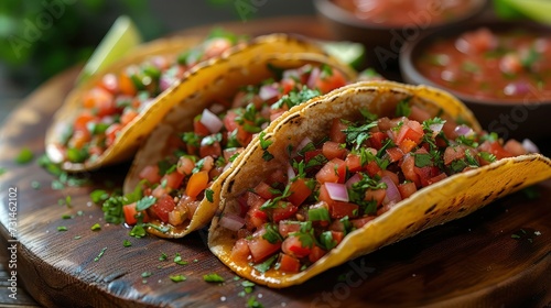 Tacos Presented in a Mouthwatering Display Artful Arrangement