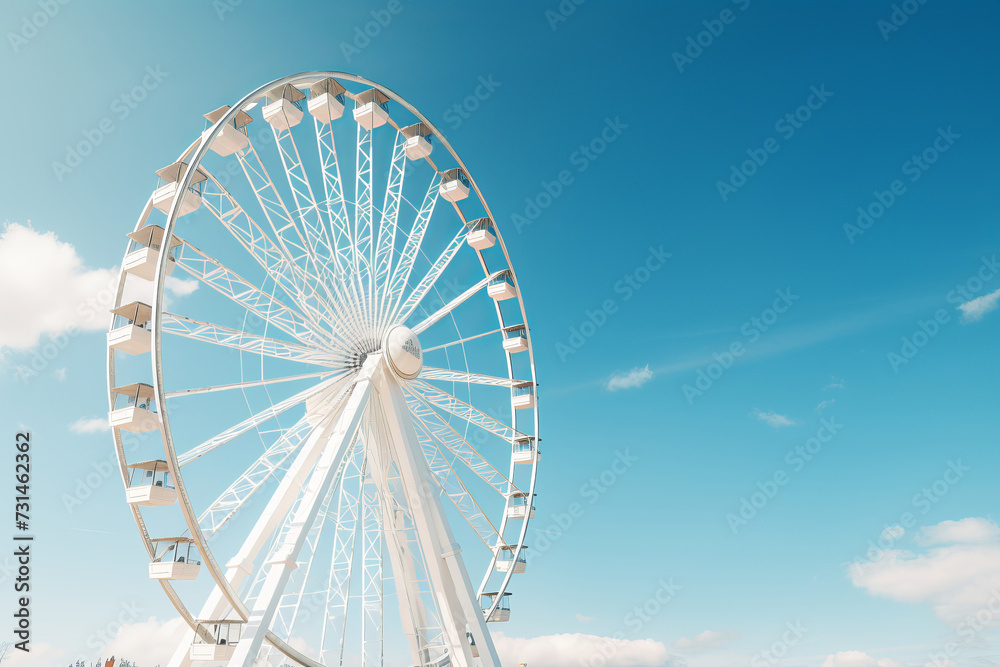 Ultra-realistic Ferris wheel under a clear blue sky. AI Generative. Ultra-realistic Ferris wheel under a clear blue sky. AI Generative.